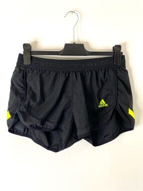 adidas M3” Running Black Neon Yellow 2 in 1 Lined Performance Shorts Zip Pocket